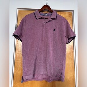 Brooks Brothers Men's Burgundy Red Blue Cotton Polo T-Shirt Large Collar Golf